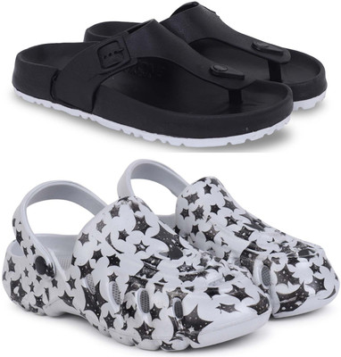 Kapani Fashion Men Slippers(Black, Grey , 8)