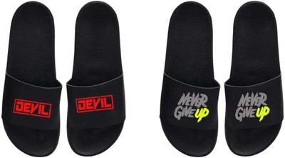 nvisan Men Slides(Black , 7)