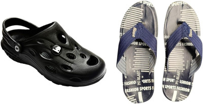 BLIBBERS Men Slippers(Black, Blue , 6)