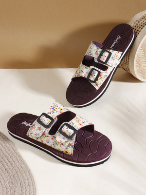 TWO SOFT Women Women Fancy Stylish Comfortable Printed Slipper Lightweight Dailywear Slippers(Maroon , 6)