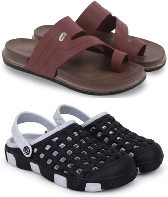 Kapani Fashion Men Slippers(Brown, Grey , 7)