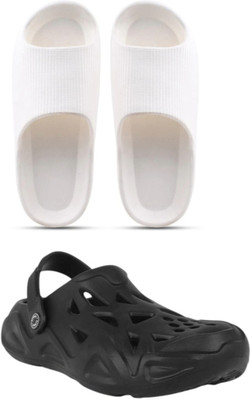 Veewalk Men Slides(White, Black , 8)