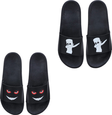 Digicros Men Slides(White, Red , 9)