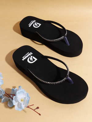 Dhamasa Women Slippers(Black , 5)