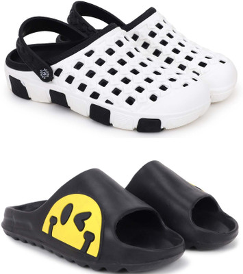 Pampy Angel Men Slippers(Black, White , 6)