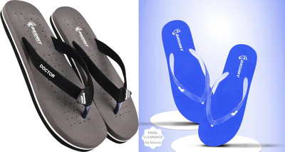 DASHNY Women Flip Flops(Blue, Purple , 3)