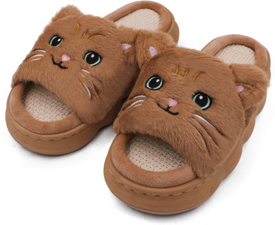 VRITRAZ Women Slippers(Brown , 6)