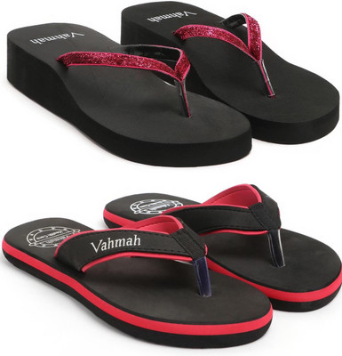 VAHMAH Women Slippers(Maroon, Black , 7)