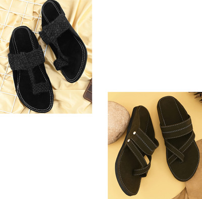 rajeraj Men Sandals(Black, Olive , 8)