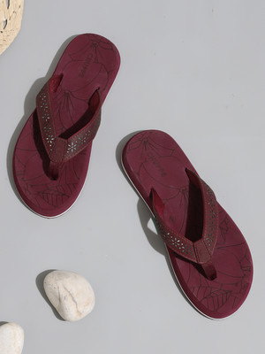 Chupps Women Flora Maroon Soft Footbed Lightweight Flip Flops Chappals For Slippers(Maroon , 5)