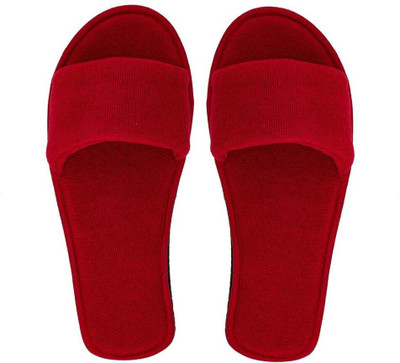 MF Home Footwear Women Women's House Slippers Open Toe comfortable Soft Sole Bedroom Indoor Carpet Home Slides(Red , 4)