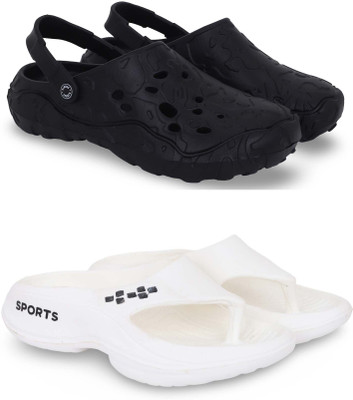 KAPYANSH Men Clogs(Black, White , 6)