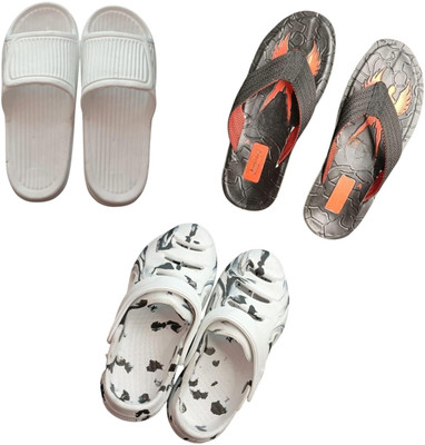 BLIBBERS Men Slippers(White, Black, White , 8)