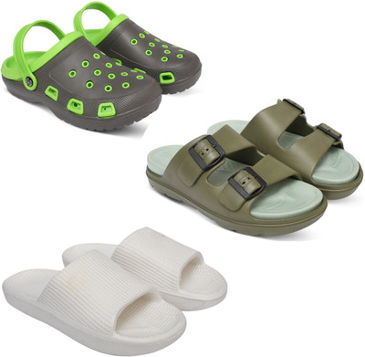 Acorn Men Slides(Green, Olive, White , 6)