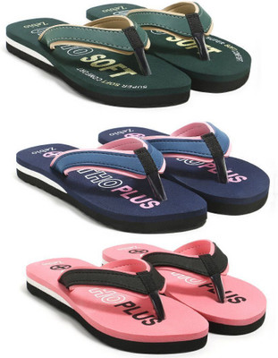 zebio Women Slippers(Green, Yellow, Navy, Pink, Pink, Black , 6)