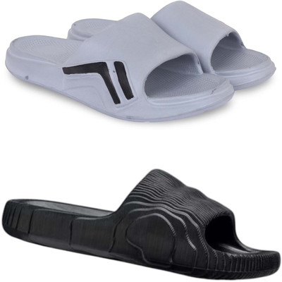Pampy Angel Men Slippers(Grey, Black , 9)