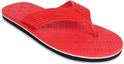 WELLMAX Men Flip Flops(Red , 7)