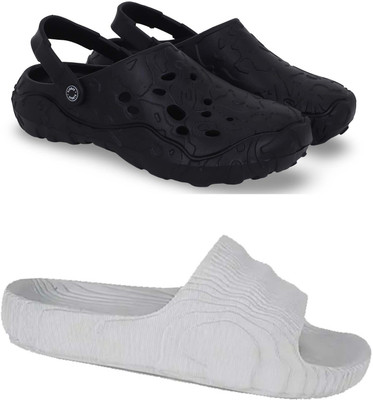 Pampy Angel Men Clogs(Black, Grey , 9)