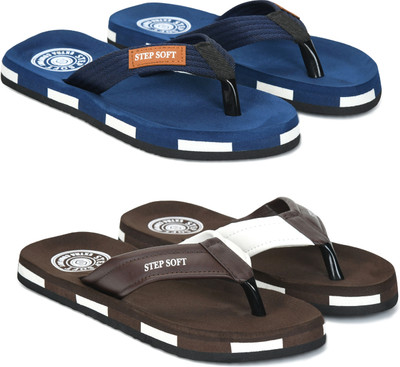 Stepsoft Men Slippers(Blue, Brown , 10)