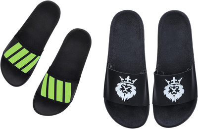 Digimahadev Men Flip Flops(Green, Black , 6)