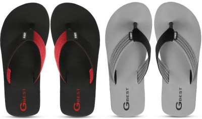 G Best Men Flip Flops(Grey, Black , 9)