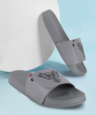 Foot Print Men Slides(Grey , 7)