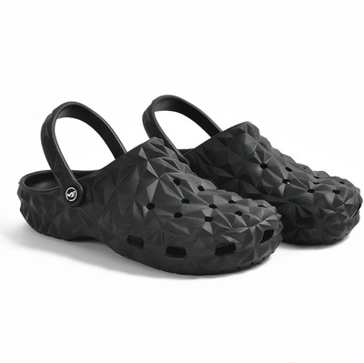 Smoothlite Men Designer EVA Slipper with Anti Slip Sole, Back Strap, Winter Slipper, Daily Slides(Black , 8)