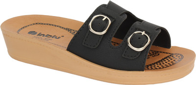 Inblu Women Slides(Black , 4)