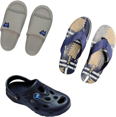 BLIBBERS Men Slippers(Grey, Blue, Blue , 8)