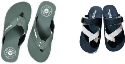 Splendid Enterprises Men Slippers(Black, Grey, Blue , 8)