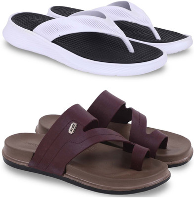 KAPYANSH Men Slippers(Black, Maroon , 7)