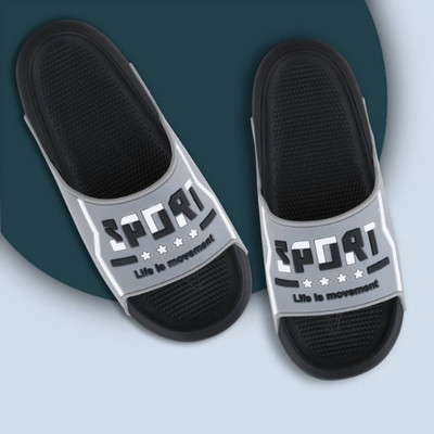 CLOCK21 Men Slides(Black , 10)