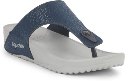 Aqualite Women Slippers(Navy, Grey , 4)