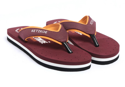 KETIKOE Women Flip Flops(Maroon , 6)