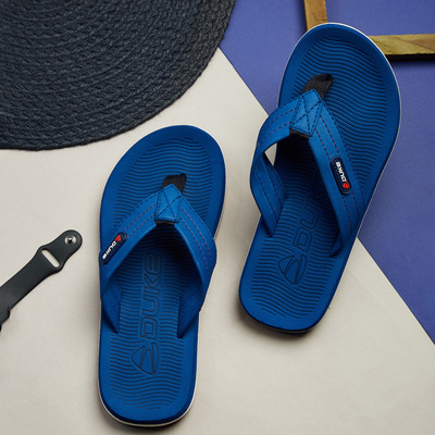 DUKE Men Flip Flops(Blue , 9)