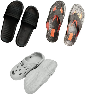 BLIBBERS Men Slippers(Black, Grey , 9)