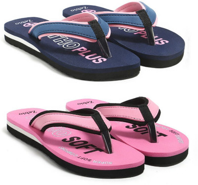 zebio Women Slippers(Navy, Pink, Pink , 8)