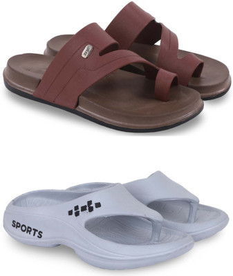 Kapani Fashion Men Slippers(Brown, Grey , 8)
