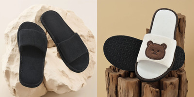 Y key Women Flip Flops(Black, Off White , 6)