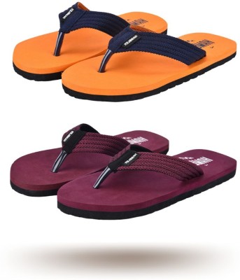 INDOSOLE Men Slippers(Purple, Orange , 7)