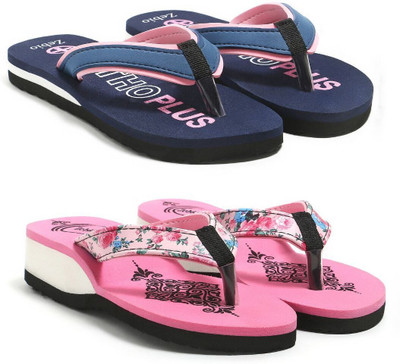 zebio Women Slippers(Navy, Pink, Pink , 8)