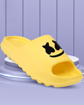 Keneye Men Men's Ultra Soft Slide Outdoor Slip On Work From Home Slider Anti Skid Sole Slides(Yellow , 6)