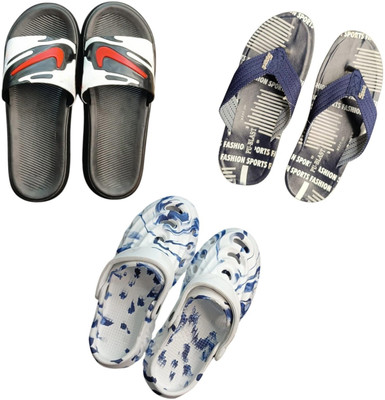 BLIBBERS Men Slippers(Black, Blue , 6)