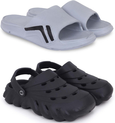 Kapani Fashion Men Slippers(Grey, Black , 6)