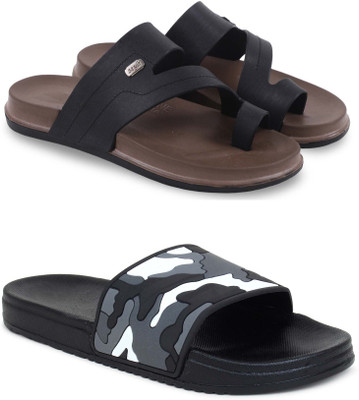 KAPYANSH Men Slides(Black, Black , 6)