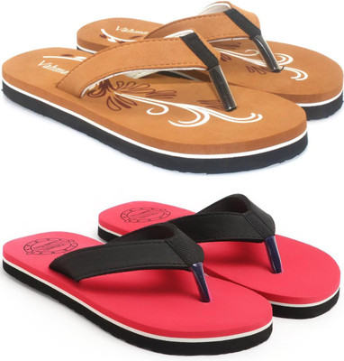 VAHMAH Women Slippers(Tan, Red , 8)