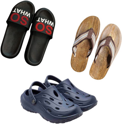 BLIBBERS Men Slippers(Black, Brown, Navy , 9)