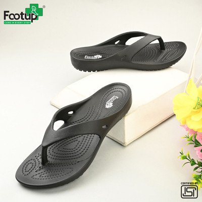 Footup Women NewlyLaunch|Classic Soft|Cushion|Comfortable|Premium|Stylish| Flip Flops Slippers(Black , 5)