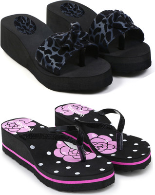 Skytrap Super Soft Women Flip Flops(Blue, Purple , 7)