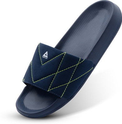 ARVAN Men Slides(Navy, Green , 7)